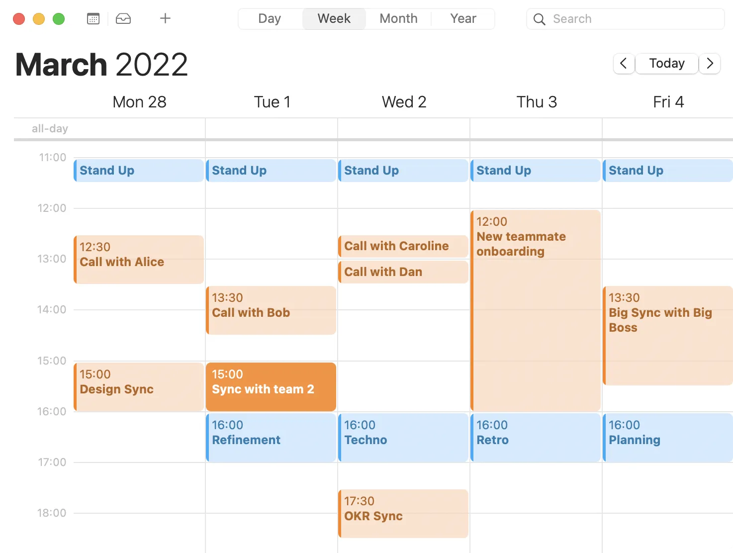 The team's meetings are every day at the same time.