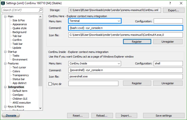 Добавляю в меню проводника пункт Terminal