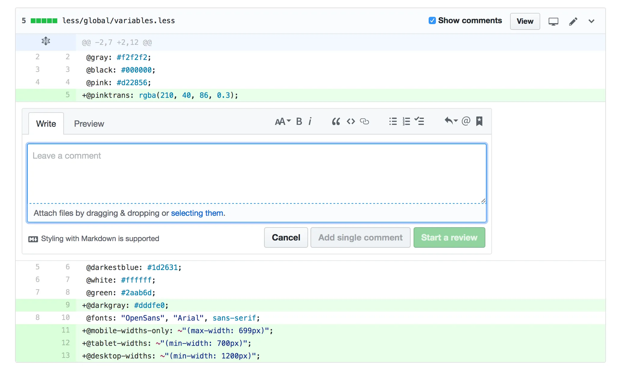 Форма комментария