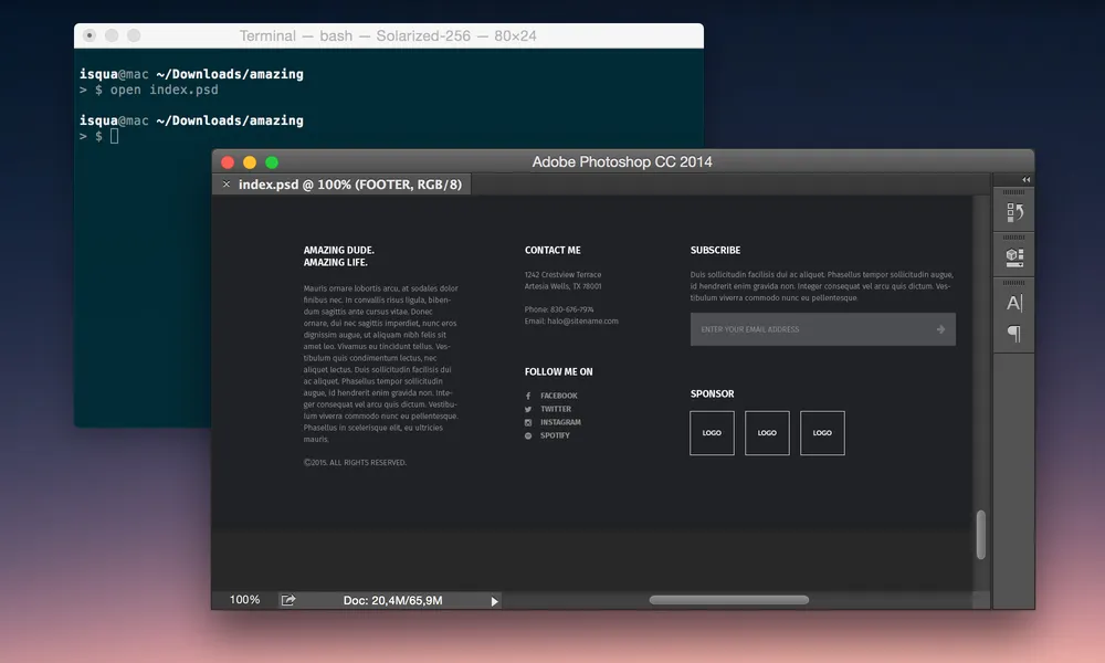 File opened in Photoshop