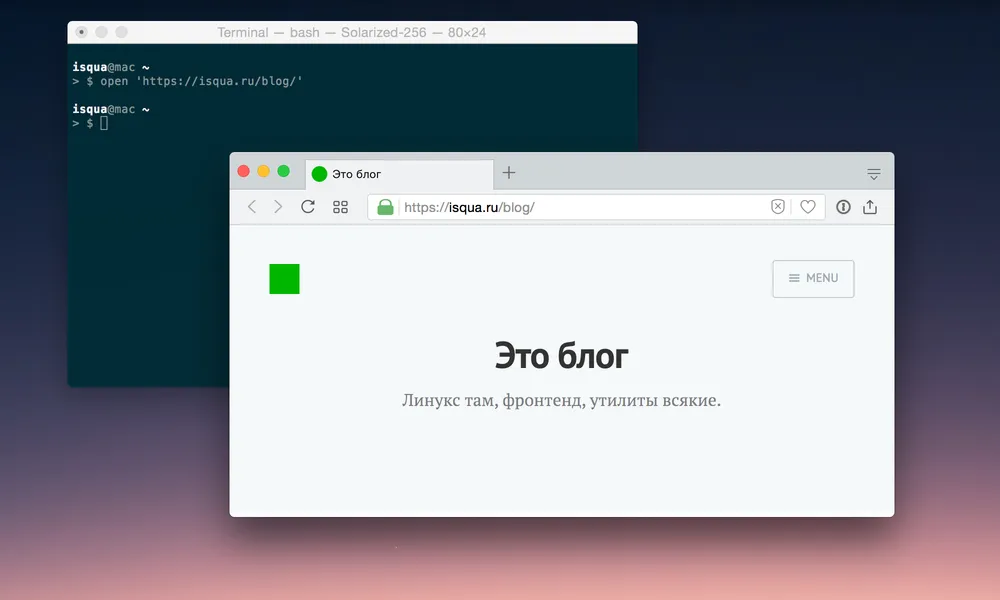 Website opened in browser