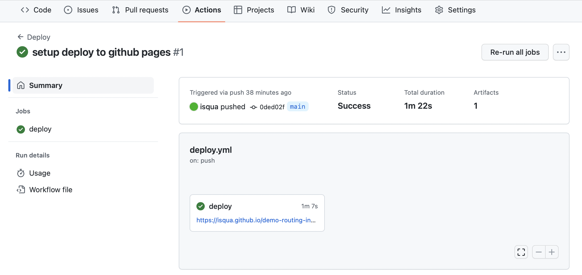 Go to “Actions” section of your repository